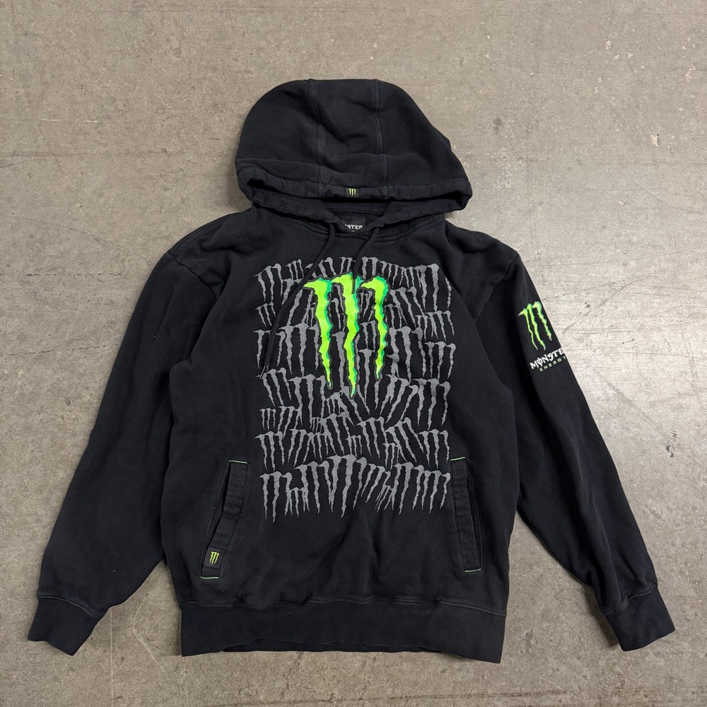 Monster Energy Hoodie Mens Medium Black Unleash the Beast Graphic Pullover Logo
